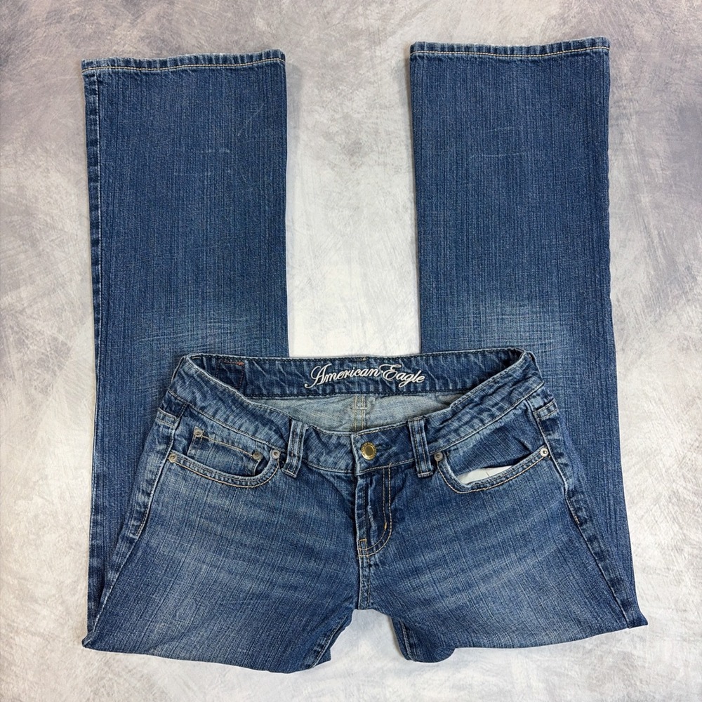 Vintage American Eagle Boyfriend Jeans Womens 6 Blue Denim Low Rise Straight Leg